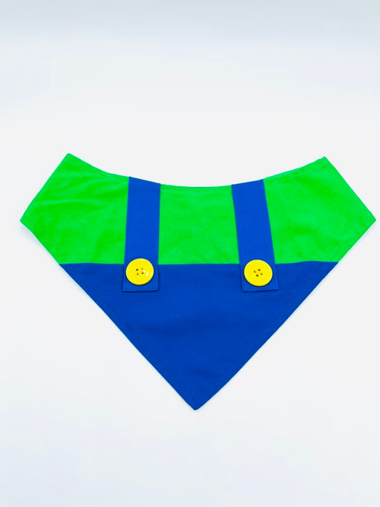 Luigi Dog Overalls Dog Bandana