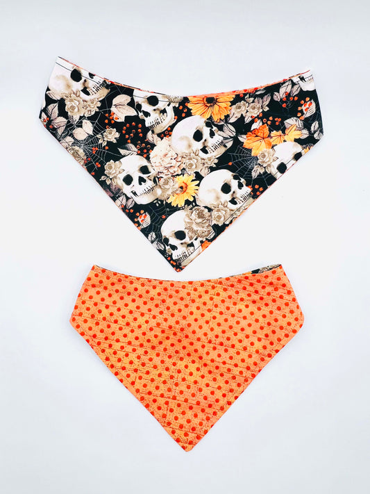Goth Skulls Floral & Solid Halloween Dog Bandana