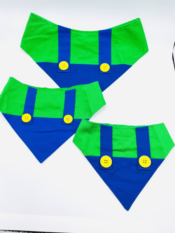 Luigi Dog Overalls Dog Bandana